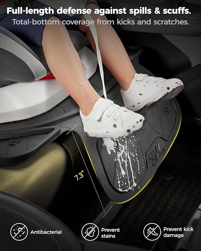 3W Car Seat Protector for Child car seat，TPE All Weather Heavy Duty Car Accessories, Applicable to All Models, Bear Baby Model, Black