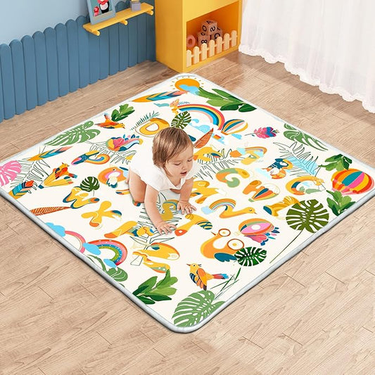 Baby Play Mat, 1-Inch Thick Foam 50" X 50" Playpen Mat,Waterproof & Non - Slip Playmat for Baby Play on Floor, Wipe - Clean, Ideal for Infants, Toddlers & Kids' Crawling and Tummy Time(Tropical)