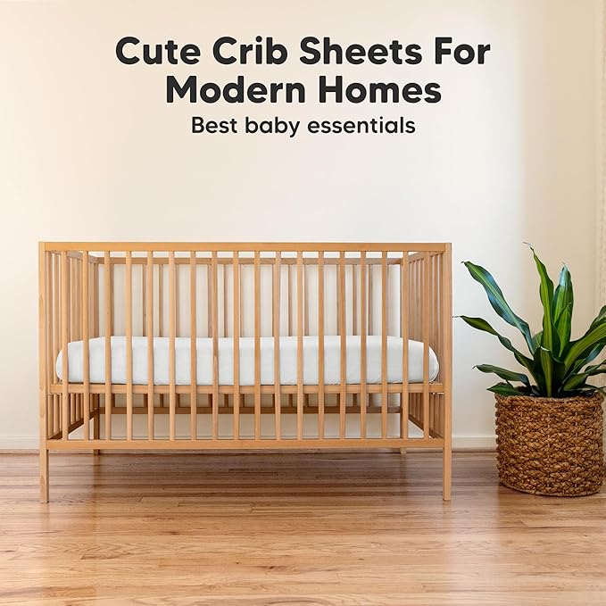 KeaBabies 2-Pack Organic Crib Sheets for Boys, Girls - 52x28 Fitted Crib Mattress Sheet Neutral, Breathable Jersey Cotton Cover for Baby Bed, Toddler Mattress, Soft & Cute Prints (Cloud)