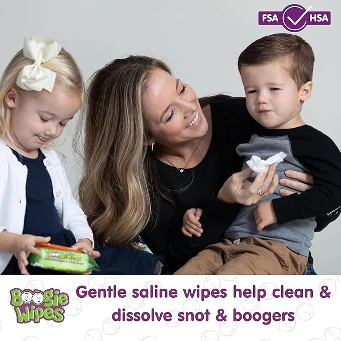 Saline Nose Wipes by Boogie, for Baby & Kids, Face, Hand & Body, Made with Vitamin E, Aloe, and Natural Saline, Fresh Scent, 30 Count (Pack of 12)