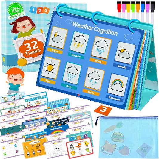 Montessori Toddler Busy Book - New 32 Themes Montessori Toys & Dry Erase Board for Toddlers - My Preschool Kindergarten Learning Activities (Special Edition)