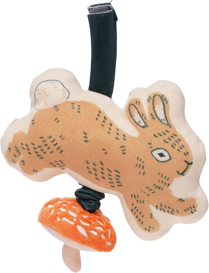 Manhattan Toy Button Bunny Brahm's Lullaby Pull Musical Toy with Baby Chime and Adjustable Fabric Loop for Carriers and Cribs