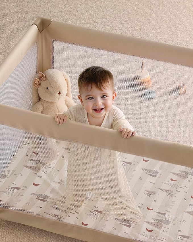 Yoofoss Baby Pack and Play Sheets 2 Pack for Boys and Girls - 38x26 Mini Crib Sheets Fitted Neutral Compatible with Graco Pack n Play Mattress,Ultra Soft Breathable Microfiber Forest Bear