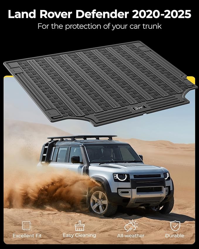 3W Cargo Liner Fit 2020-2025 Land Rover/Range Rover Defender 110 5 Seats, (NOT for Defender 110s/Rubber Flooring),TPE All Weather Custom Fit Trunk Mat for Land Rover Defender, Black