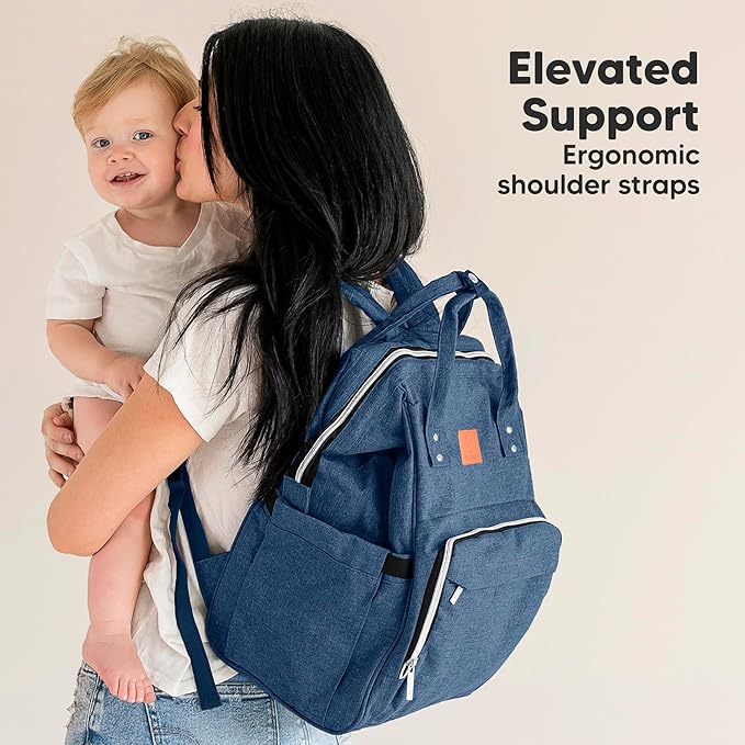 KeaBabies Baby Diaper Bag Backpack - Large Baby Bag for Boys, Girls, Waterproof Multi Function Travel Diaper Backpack with Changing Pad, Durable Travel Essentials for Moms and Dads (Navy Blue)
