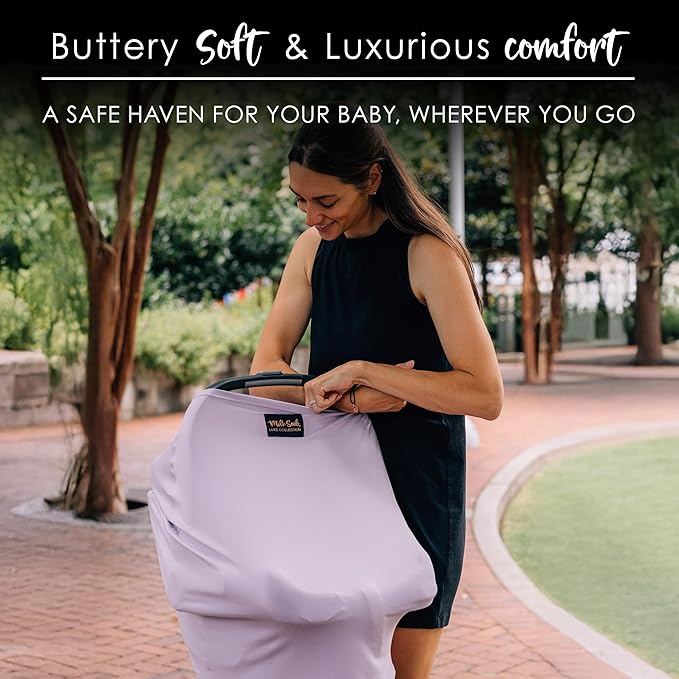 Milk Snob Original 5-in-1 Luxe Nursing Cover in Lavender - Added Privacy Breastfeeding Cover, Car Seat Cover for Carrier, Stroller, High Chair, Shopping Cart, Lounger Canopy, Newborn Essentials