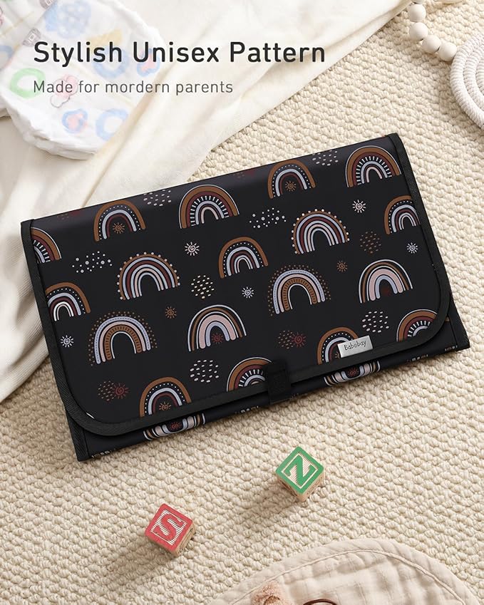 Babebay Portable Diaper Changing Pad, Waterproof Foldable Travel Changing Mat for Baby Boy Girl, Lightweight Travel Changing Station, Boho Geometric Pattern