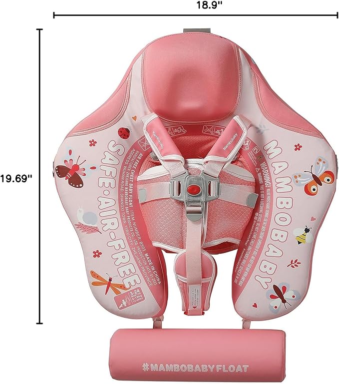 Mambobaby Float with Canopy and Tail New Upgraded Non-Inflatable Baby Pool Float Mambo Float Swim Trainer Solid Infant Swim Float Adjustable Pearl Foam Baby Swim Ring