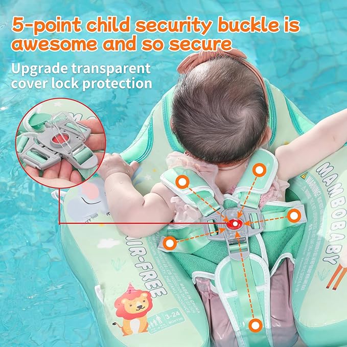 Mambobaby Float with Canopy and Tail New Upgraded Non-Inflatable Baby Pool Float Mambo Float Swim Trainer Solid Infant Swim Float Adjustable Pearl Foam Baby Swim Ring