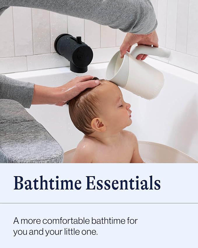 Lalo Bathtime Essentials - Includes Knee & Elbow Saver, Rinse Cup, & Spout Cover - Comfortable & Secure Baby Bath Essentials Made with Safe, Durable Materials and Easy to Clean - Sage