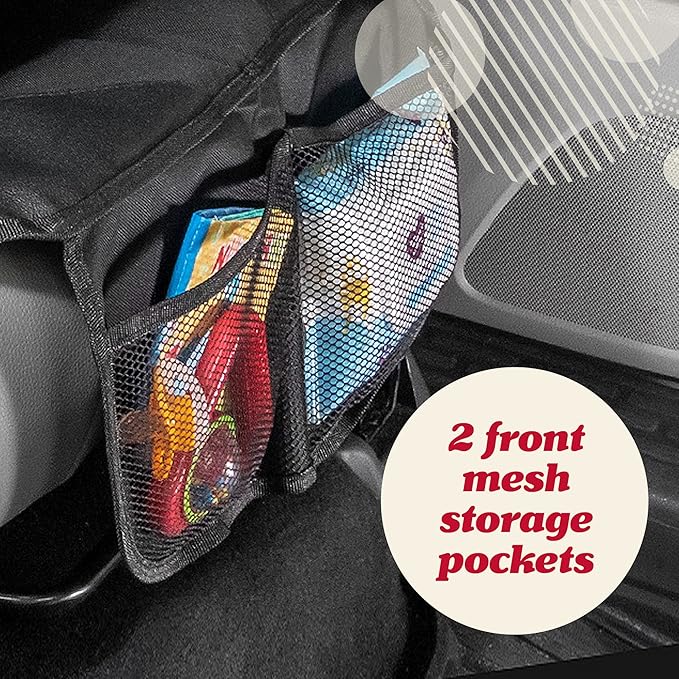 Lusso Gear Car Seat Cover & Protector - 2-Pack, Black, Universal Fit - Waterproof Non-Slip Liners with Thick Padding & Dual Mesh Pockets - Protects Baby & Toddler Car Seats