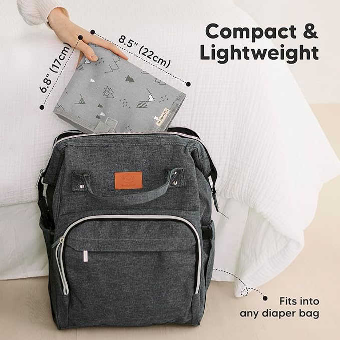 KeaBabies Portable Diaper Changing Pad, Easy Wipe Clean - Foldable Waterproof Baby Changing Mat for Diaper Bag, Compact, Lightweight, 25x13 Newborn, Infant, Baby Changer Travel Essential (Woodland)