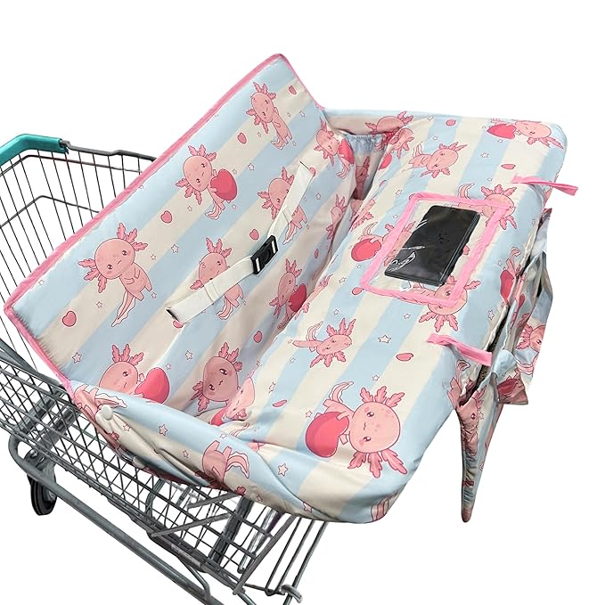 Shopping Cart Cover for Baby,2-in-1 Baby Cart Covers with Portable Cloth Bag Cart Seat Pad for Babies Grocery Cushion Cover Restaurant,Suitable for All Supermarkets and Restaurants