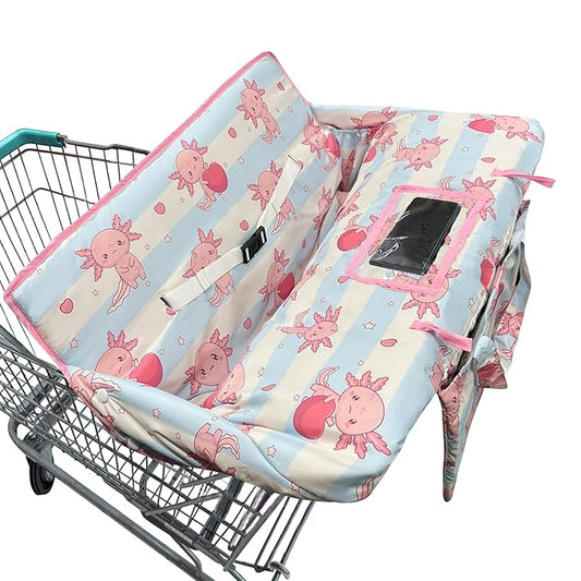 Shopping Cart Cover for Baby,2-in-1 Baby Cart Covers with Portable Cloth Bag Cart Seat Pad for Babies Grocery Cushion Cover Restaurant,Suitable for All Supermarkets and Restaurants