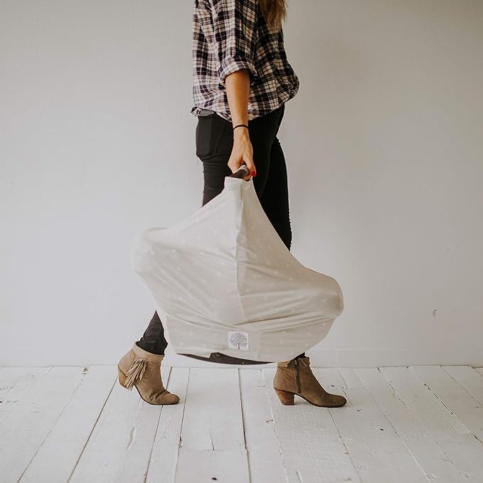 Parker Baby Co. 4 in 1 Car Seat Cover for Girls and Boys - Stretchy Carseat Canopy, Nursing Cover, Grocery Cart Cover, High Chair Cover - Lily