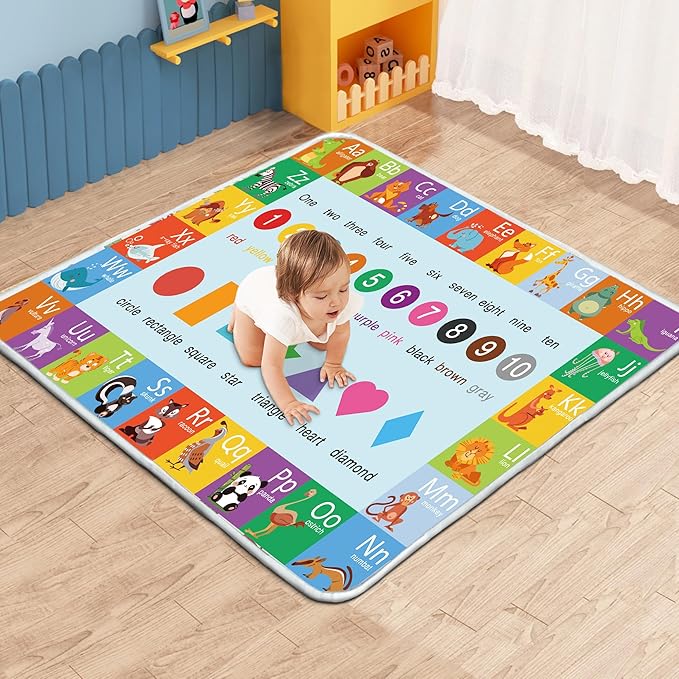 Baby Play Mat, 1-Inch Thick Foam 50" X 50" Playpen Mat,Waterproof & Non - Slip Playmat for Baby Play on Floor, Wipe - Clean, Ideal for Infants, Toddlers & Kids' Crawling and Tummy Time(Alphabet)