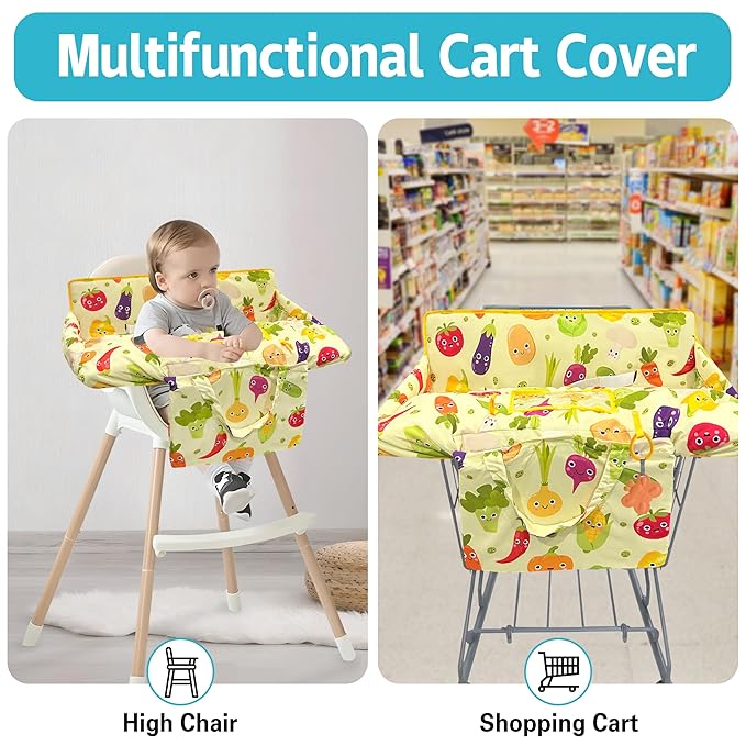 Shopping Cart Cover for Baby,2-in-1 Baby Cart Covers with Portable Cloth Bag Cart Seat Pad for Babies Grocery Cushion Cover Restaurant,Suitable for All Supermarkets and Restaurants