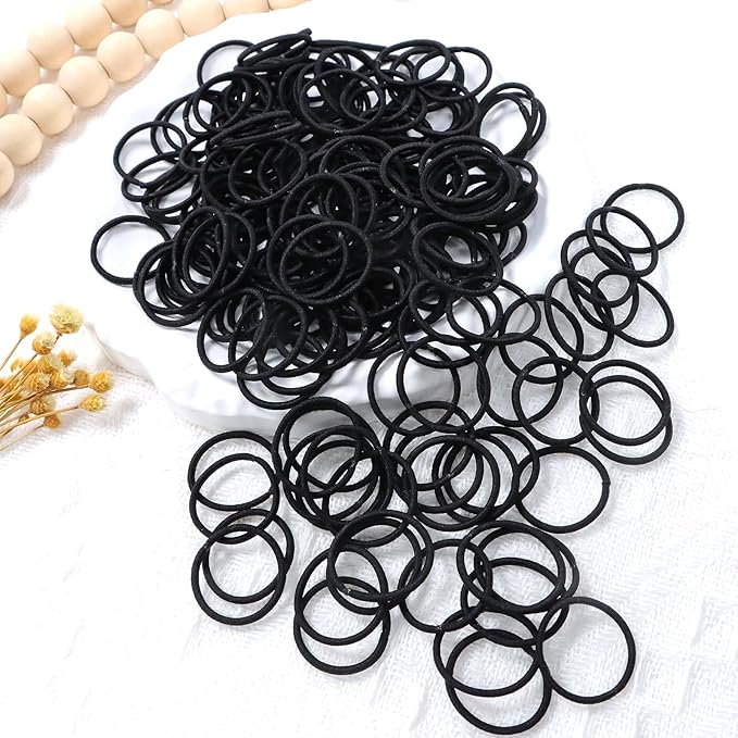 200PCS Small Hair Ties,No Crease Baby Hair Ties,Elastic Hair Ponytail Holder Hair Accessories for Baby Girls Infants Toddlers Kids,Black