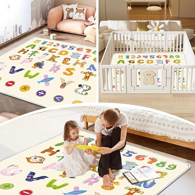 Baby Play Mat, 1-Inch Thick Foam 50" X 50" Playpen Mat,Waterproof & Non - Slip Playmat for Baby Play on Floor, Wipe - Clean, Ideal for Infants, Toddlers & Kids' Crawling and Tummy Time(Animal)