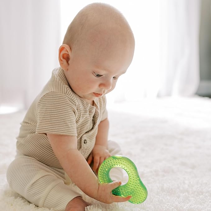 Dr. Brown's AquaCool Water-Filled Teether, Cooling Teether Toy for Babies, Soothes Sore Gums, Avocado Toast Shapes, BPA Free, 3m+, 2-Pack