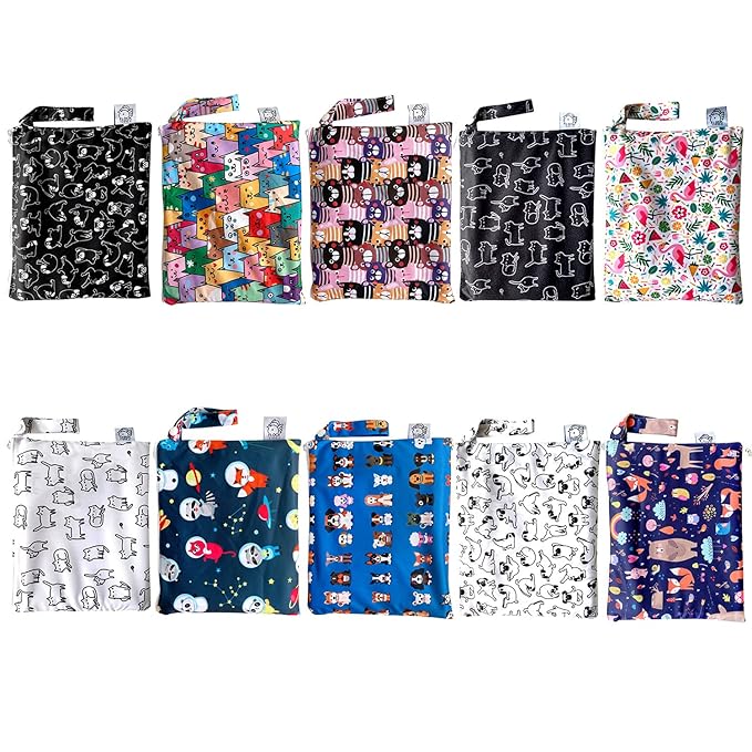 Flockthree Waterproof Baby Diaper Changing Pad with Storage Bag (28.7" X 19.7") Washable Wipeable Reusable Leak Proof Diaper Travel Mat Station Changing Mattress Liner Cribs Bed Cover, Dogs