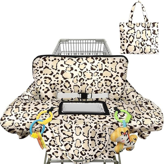 Shopping Cart Cover for Baby 2-in-1 High Chair Cover with Safety Harness Multifunctional Grey Pattern Cart Covers for Babies Soft Padded Grocery Cart Cover for Baby Boy Girl