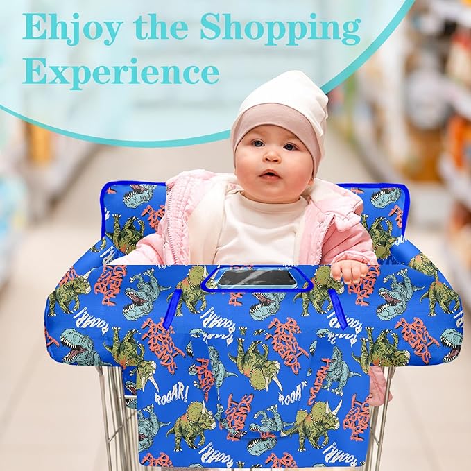 Shopping Cart Cover for Baby Girl Boy 2-in-1 High Chair Water Resistant High Chair Cover w/Phone Pouch Pocket Gender Neutral Cart Cover for Babies Padded Grocery Cart Cover for Baby