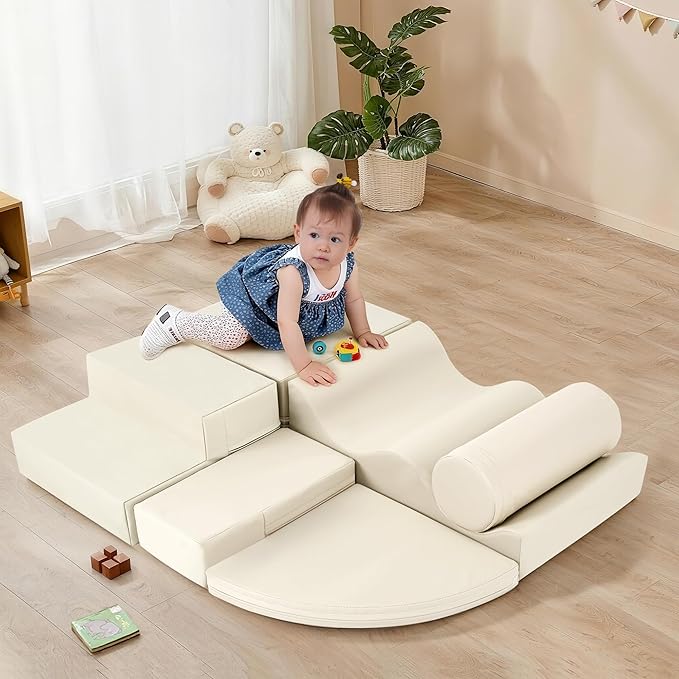 Merax Climbing Toys for Toddlers, Soft Climb and Crawl Playset Indoor Baby Soft Foam Blocks for Climbing, Crawling, 6-Piece