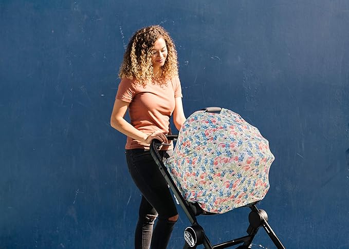 Baby Car Seat Cover Canopy and Nursing Cover Multi-Use Stretchy 5 in 1 Gift Wren by Copper Pearl