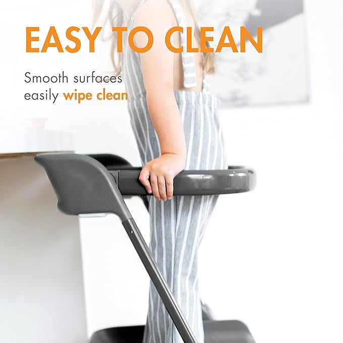 Boon Pivot Toddler Tower - Folding Toddler Step Stool for Bathroom Sink or Kitchen Countertop - Step Stool for Toddlers with CPC Certification - Gray - Ages 18 Months to 4 Years