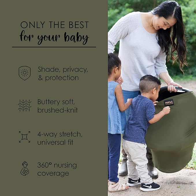 Milk Snob Original 5-in-1 Luxe Cover in Olive - Added Privacy for Breastfeeding, Baby Car Seat, Carrier, Stroller, High Chair, Shopping Cart, Lounger Canopy, Newborn Essentials, Nursing Top