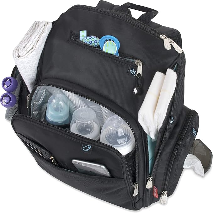 Fisher-Price Large Multi-Pocket Multifunction Kaden Baby Diaper Bag Backpack for Infant Boys & Girls (Black)