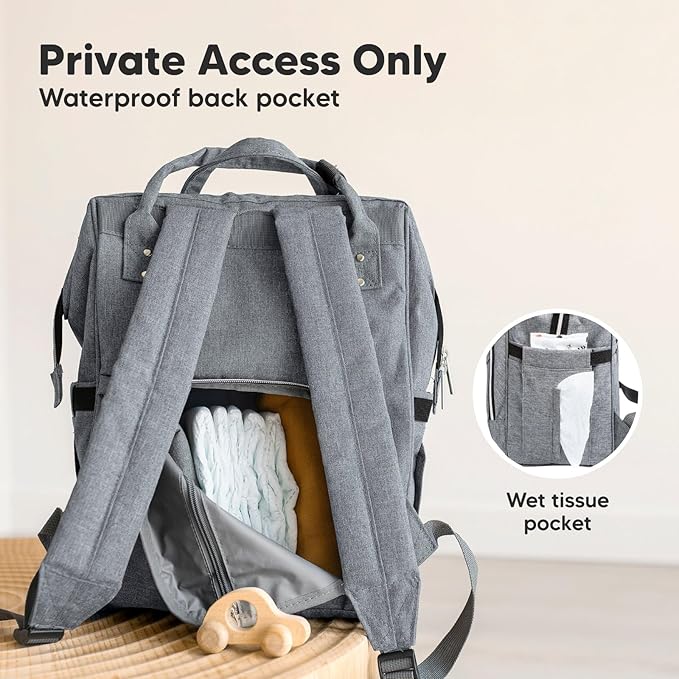 KeaBabies Baby Diaper Bag Backpack - Large Baby Bag for Boys, Girls, Waterproof Multi Function Travel Diaper Backpack with Changing Pad, Durable Travel Essentials for Moms and Dads (Classic Gray)