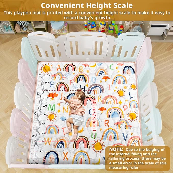 Baby Gyms Playmats for Playpen, 50"×50" Boho Rainbow Play Mat for Playpen Playyards Thicken Soft Padding Foam Playmats for Babies Toddlers Infants Baby Crawling Mat Pad Tummy Time