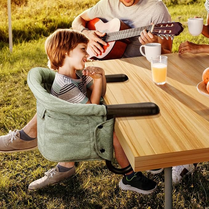 Hook On High Chair - Portable & Foldable for Babies 6-36 Months, Family & Travel Use with Carry Bag(Sage Green)