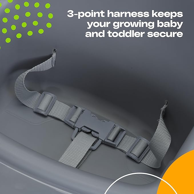 Cosco Kids Canteen High Chair Lightweight Portable Baby Feeding Chair with Adjustable Tray, Easy to Clean, Kitchen or Dining Use, Toddlers Up to 33 lbs, Mono Grey