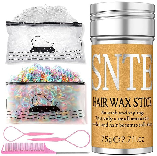 Rubber Bands with 4 Hair Styling Tools, 1000Pcs Elastic Girl Baby Hair Ties Mini Hair Bands with Hair Wax Stick - Tames Flyaways, Smooths Frizz, Sleek Ponytails Buns - Hair Accessories for Girls