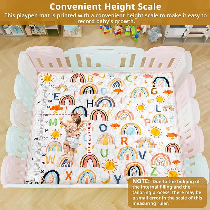Baby Gyms Playmats for Playpen, 71"×59" Boho Rainbow Play Mat for Playpen Playyards Thicken Soft Padding Foam Playmats for Babies Toddlers Infants Baby Crawling Mat Pad Tummy Time