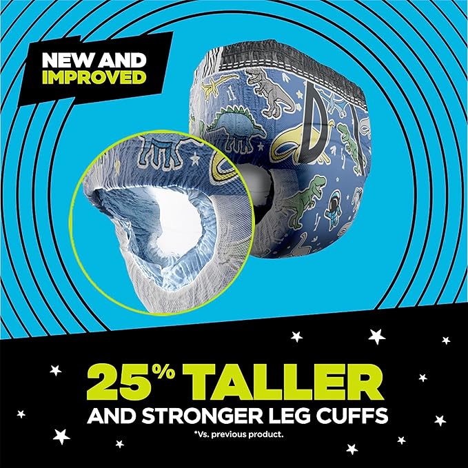 Ninjamas Boys Bedwetting Nighttime Underwear, Size L Pull Ups for Boys (64-95+ lbs), 68 Count, Training Pants, Overnight Underwear Kids, Ultra Absorbent, Hypoallergenic