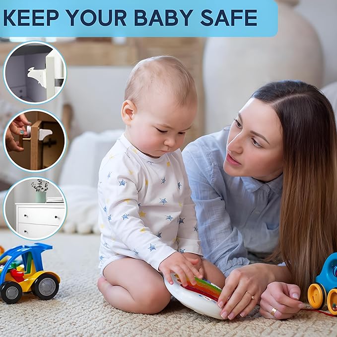 Pack of 12 Magnetic Cabinet Locks for Child Safety with 3 Keys, 3M Adhesive Easy Installation, Baby Proofing Magnetic Locks for Cabinets and Drawers(12 Locks + 3 Keys)