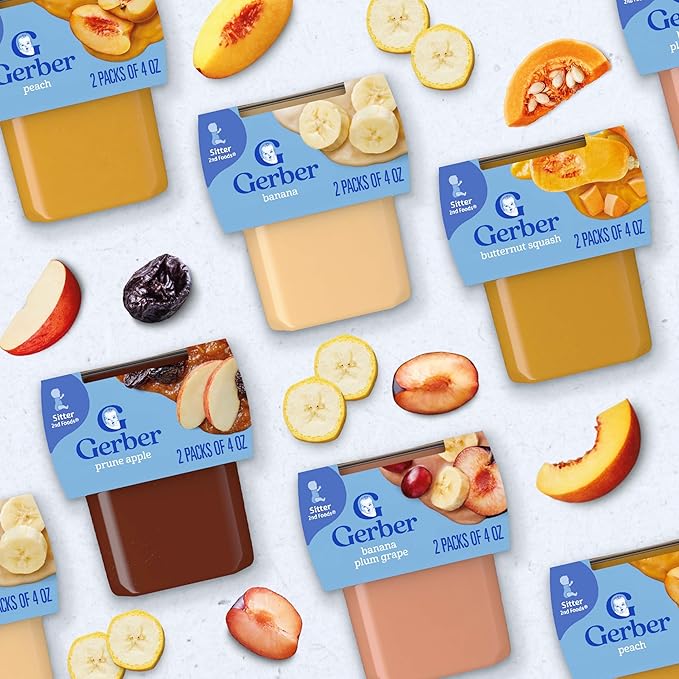 Gerber Purees 2nd Foods Veggie & Fruit Variety Pack, 8 Ounces, Box of 16 (Packaging May Vary)