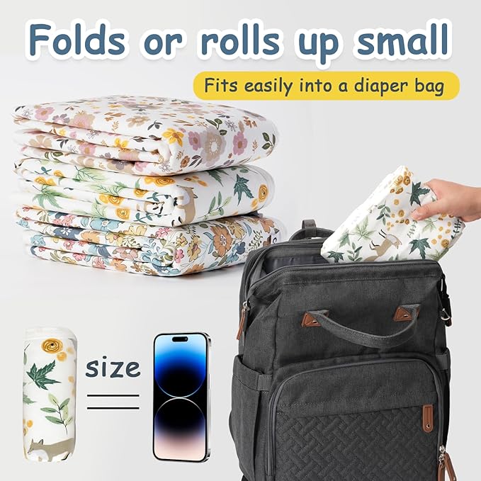 Baby Diaper Changing Pad – 31.5" x 21.5" Extra Large Waterproof Absorbent Portable Changing Mat, Reusable Changing Pad Liner for Travel or at Home Use(Fox)