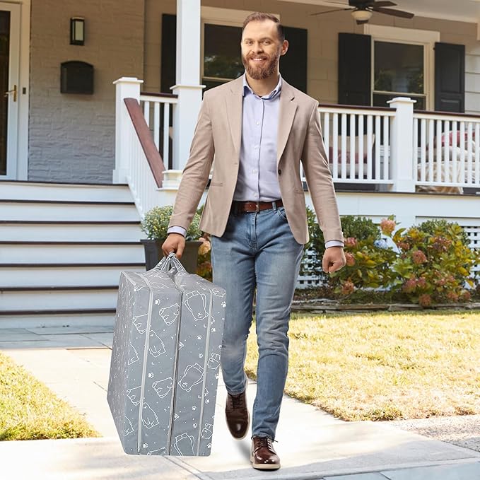 Portable Toddler Travel Bed – Foldable Soft Foam Floor Crib with Washable Cover, Built-in Safety Rails, No Assembly, Compact for Travel & Home Use, Grey