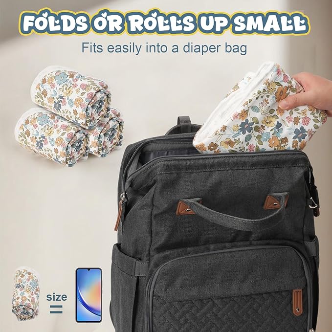 Baby Diaper Changing Pad – 31.5" x 21.5" Extra Large Waterproof Absorbent Portable Changing Mat, Reusable Changing Pad Liner for Travel or at Home Use(Floral1)