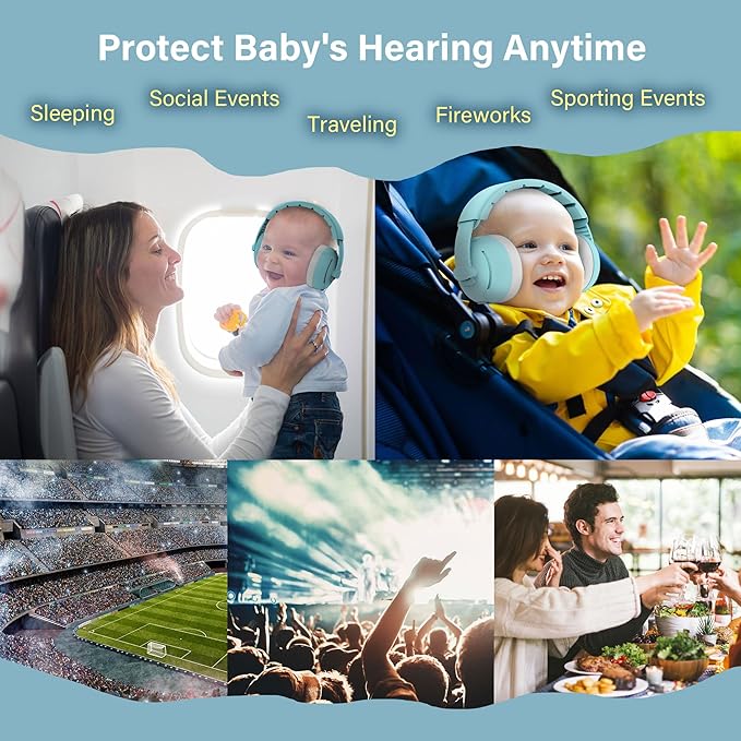 2-in-1 Baby Ear Muffs for Hearing Protection, Noise Cancelling Earmuffs for Babies and Toddlers up to 48 Months