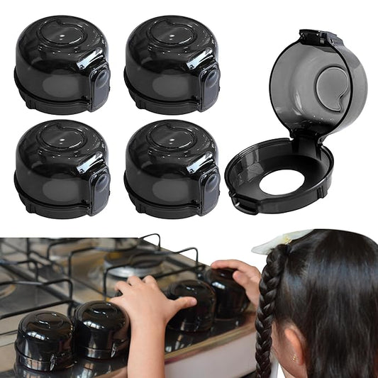 Stove Knob Safety Covers (5 Pack) – Oven Knob Covers for Child Safety – Prevent Kids from Turning on Stoves – Gas Stove Knob Locks with Pre-Applied Adhesive – No Tools Needed for Install
