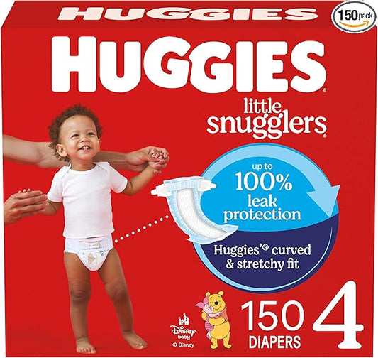Huggies Size 4 Diapers, Little Snugglers Baby Diapers, Size 4 (22-37 lbs), 150 Count (6 Packs of 25), Packaging May Vary