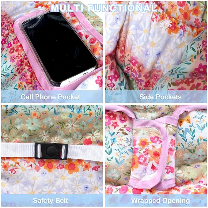 Shopping Cart Cover for Baby 2-in-1 High Chair Cover with Safety Harness Multifunctional White Spots Pattern Cart Covers for Babies Soft Padded Grocery Cart Cover for Baby Boy Girl