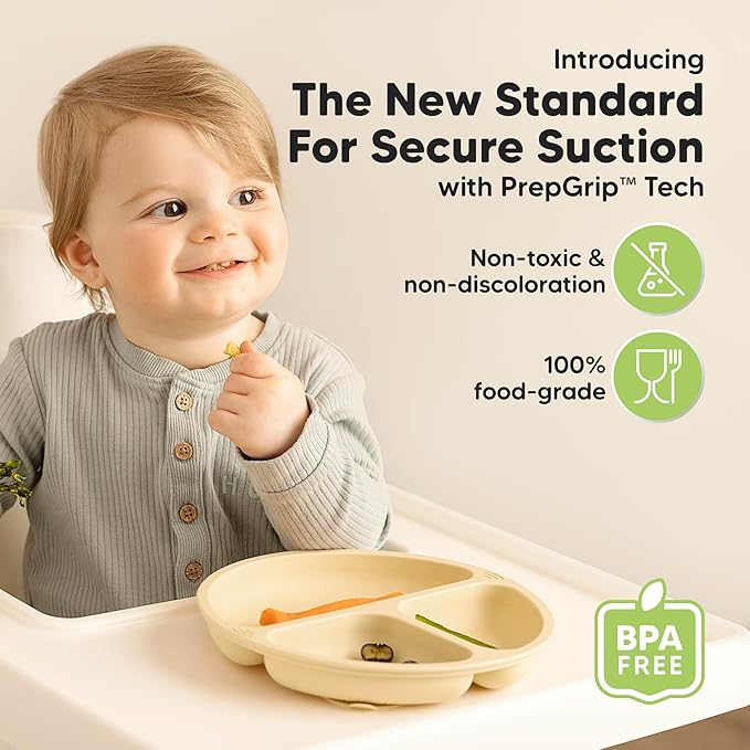 KeaBabies Suction Plates for Baby, Toddler - 3-Pack 100% Silicone Toddler Plates with Suction, Divided, BPA-Free Baby Led Weaning Essentials for Kids, Dishwasher, Microwave Safe, Durable (Dusk)