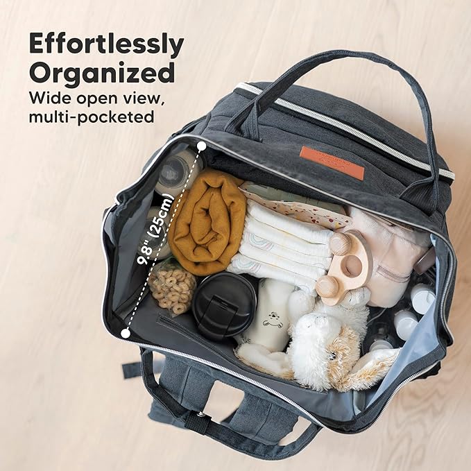 KeaBabies Baby Diaper Bag Backpack - Large Baby Bag for Boys, Girls, Waterproof Multi Function Travel Diaper Backpack with Changing Pad, Durable Travel Essentials for Moms and Dads (Mystic Gray)